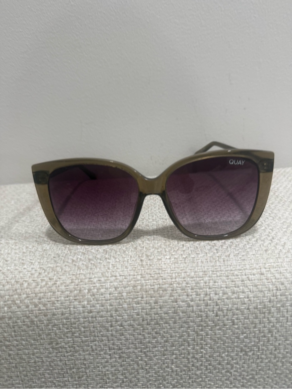 Quay Australia Olive Frame Sunglasses with Purple Gradient Lenses